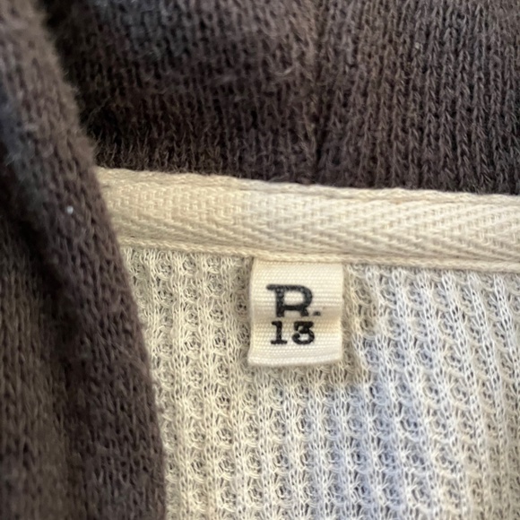 R13 Faded Black Distressed Layered Hoodie XS M L S See Measurements - Picture 6 of 7